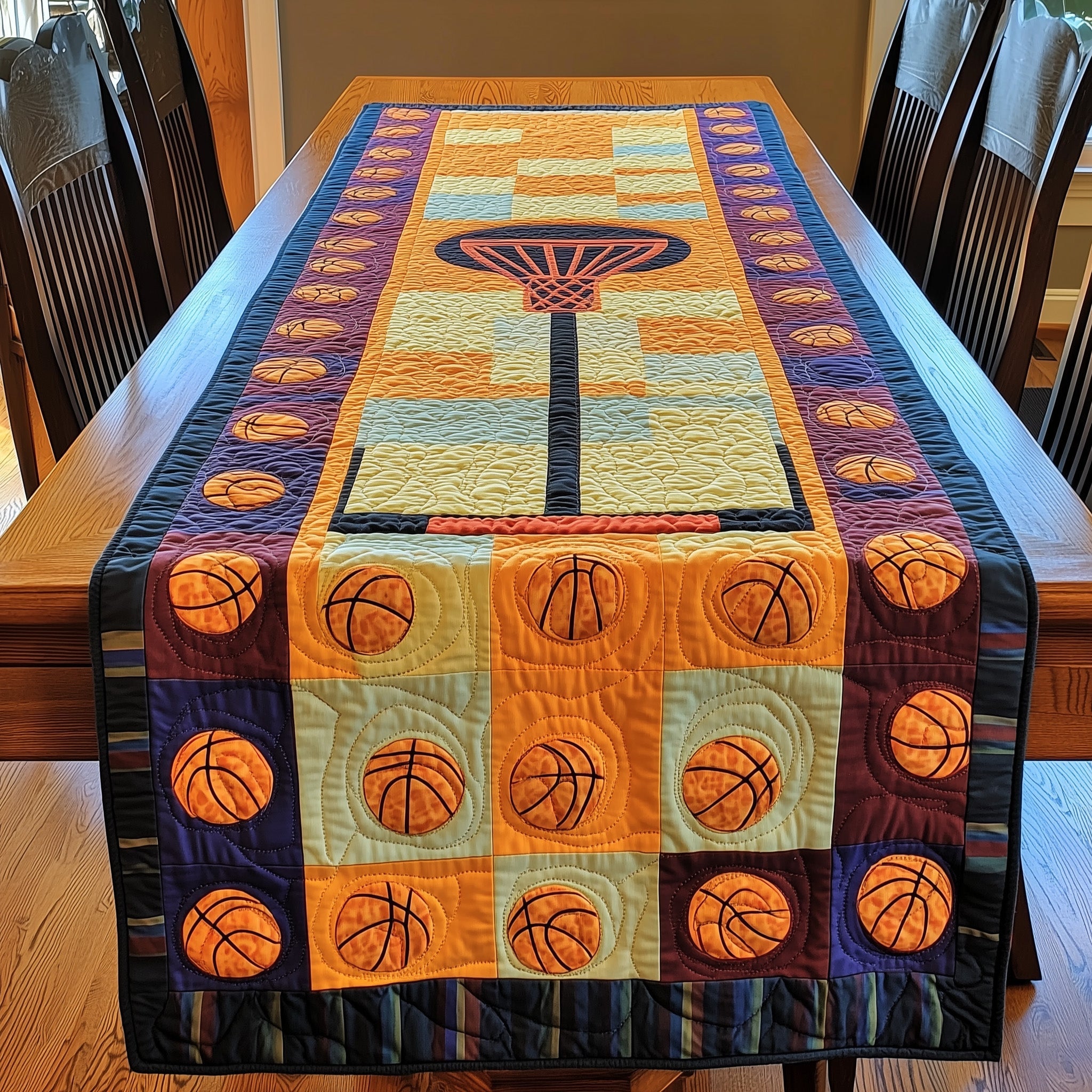 Basketball Dreams Quilted Table Runner Winter Holiday Table Runner Decor
