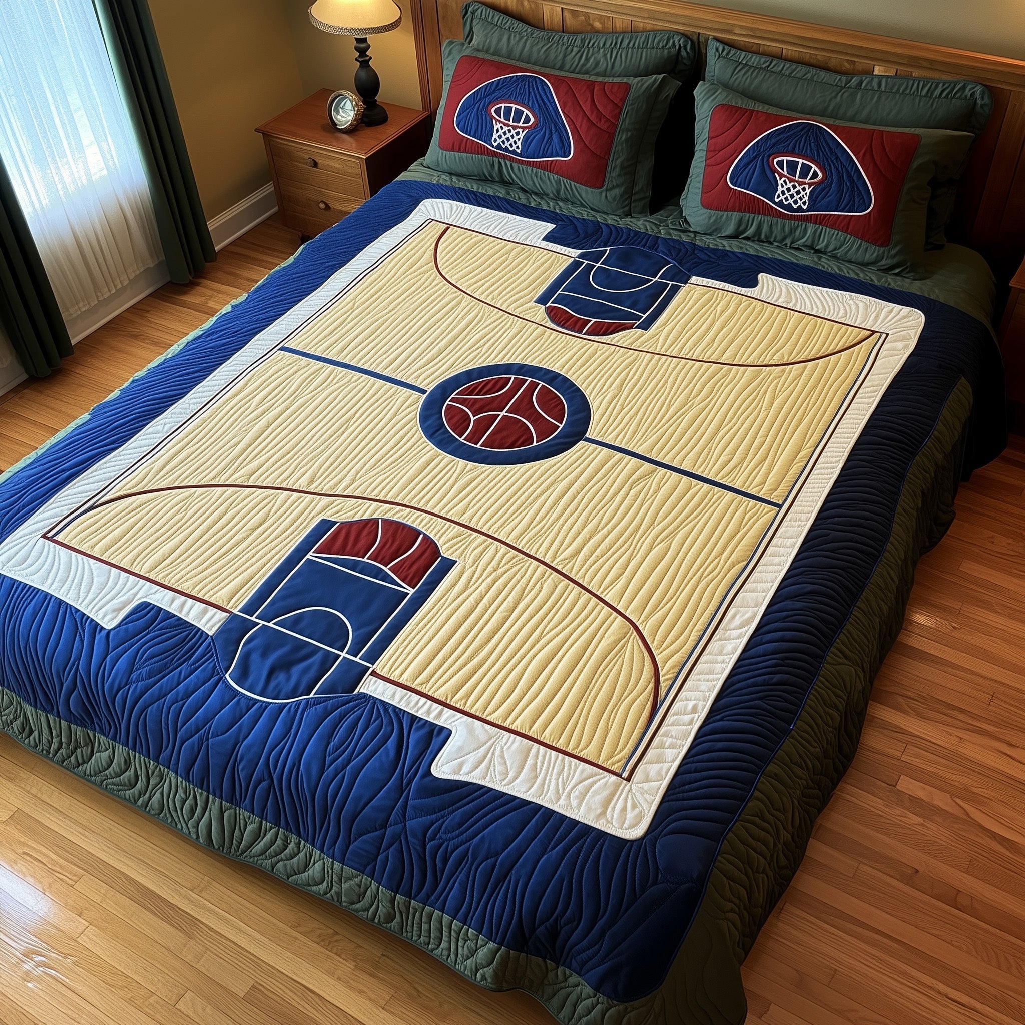 Basketball Game Space Quilted Bedding Set Duvet Cover Merchandise Best Basketball Gifts