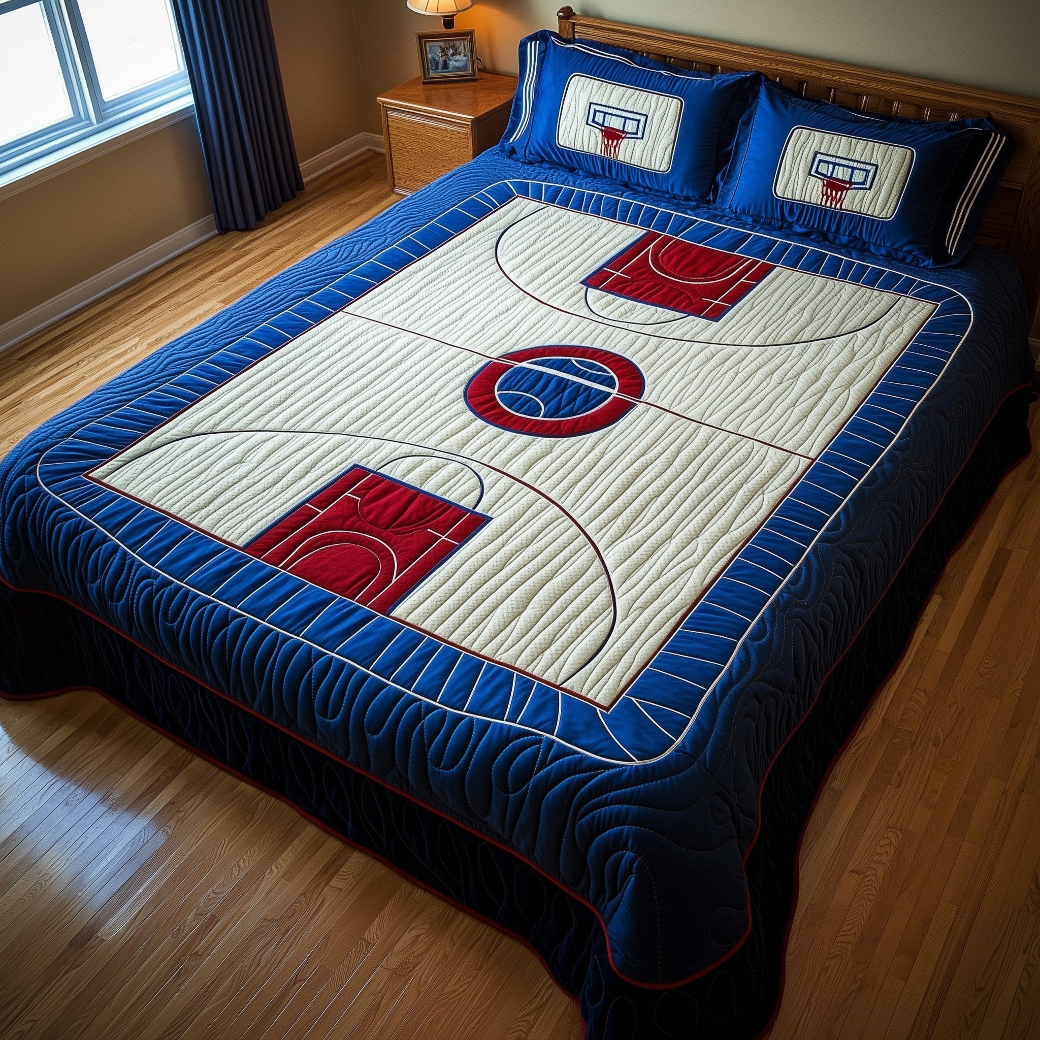 Basketball Game Space Quilted Bedding Set Duvet Cover Merchandise Best Gifts For Basketball Players