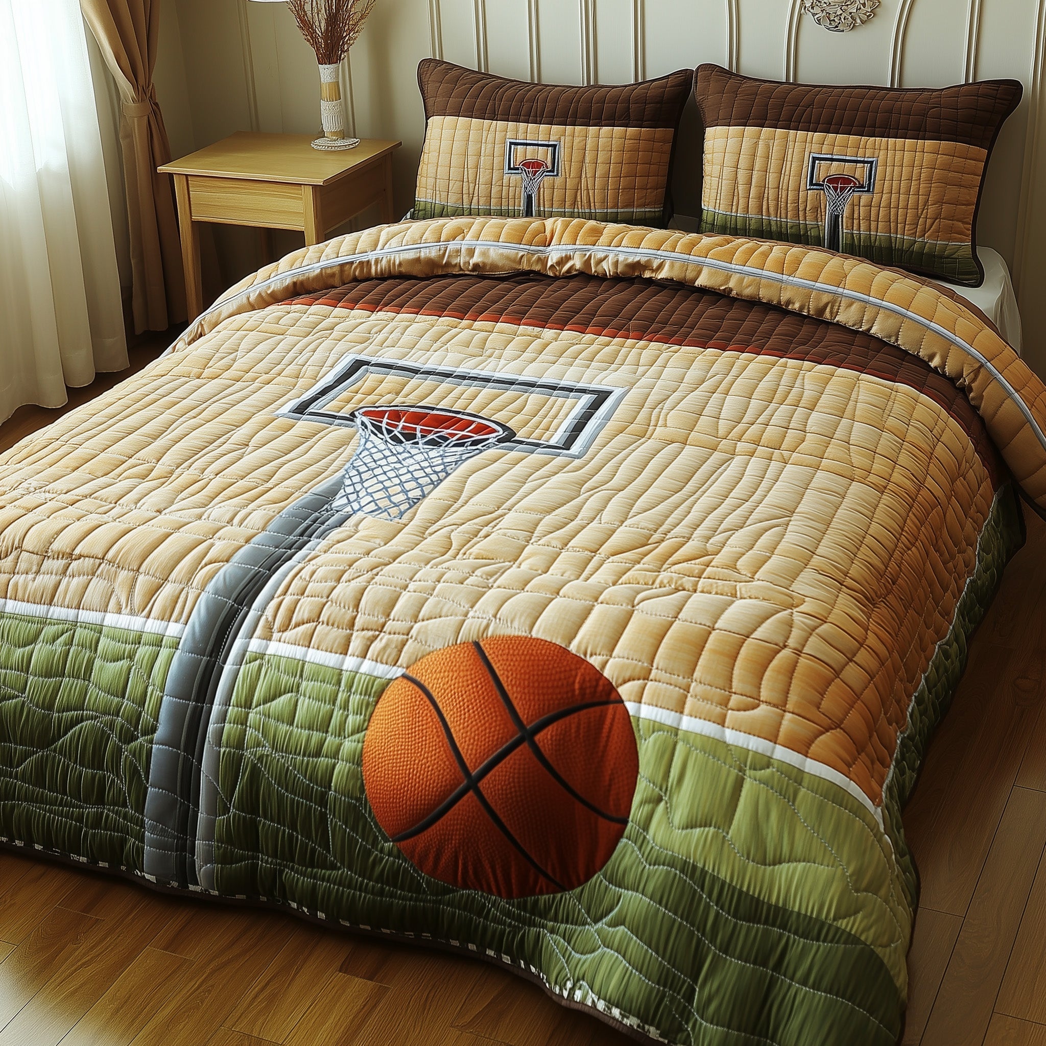 Basketball Moment Frozen Quilted Bedding Set Duvet Cover Merchandise Cool Gifts For Basketball Players