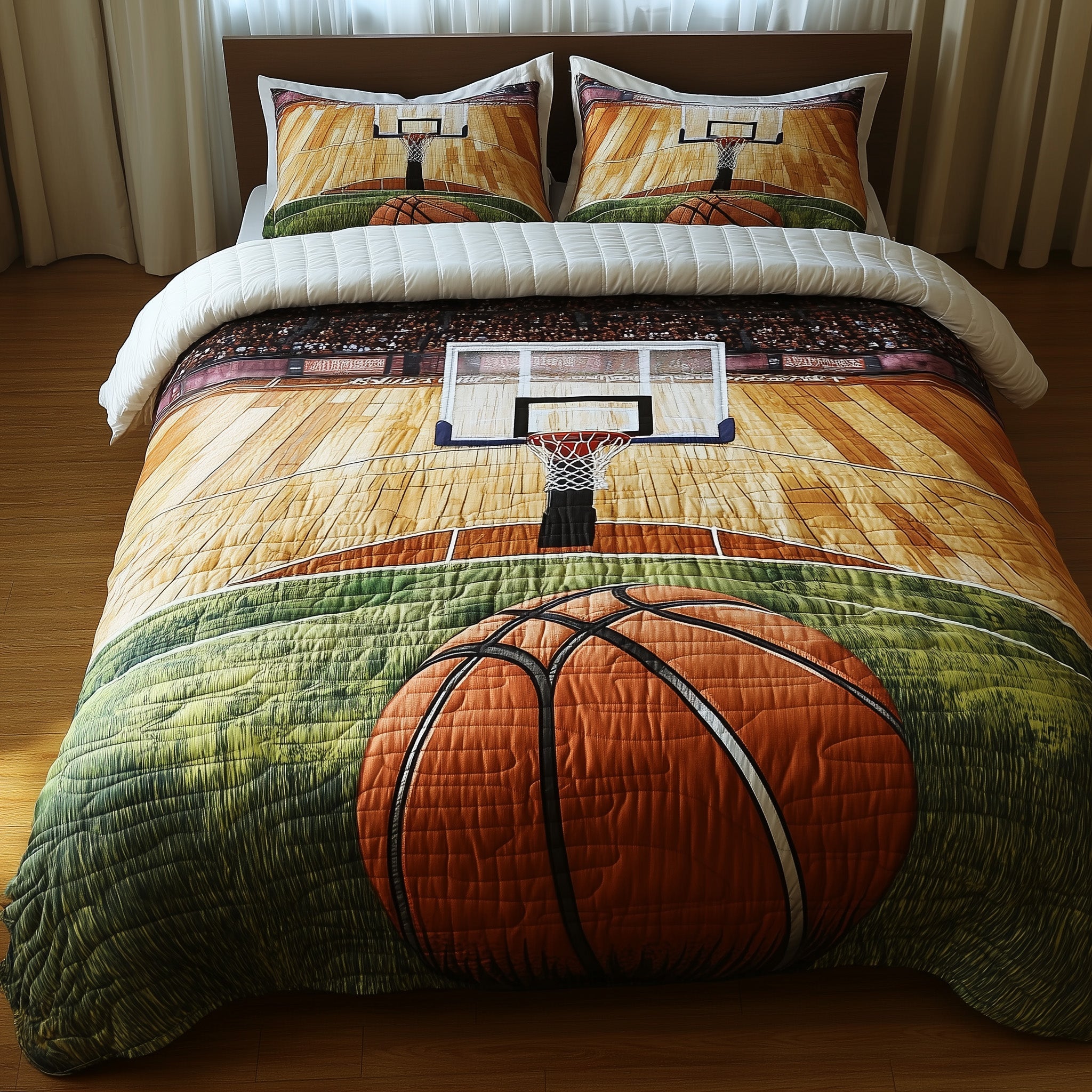 Basketball Moment Frozen Quilted Bedding Set Duvet Cover Merchandise Good Gifts For Basketball Players