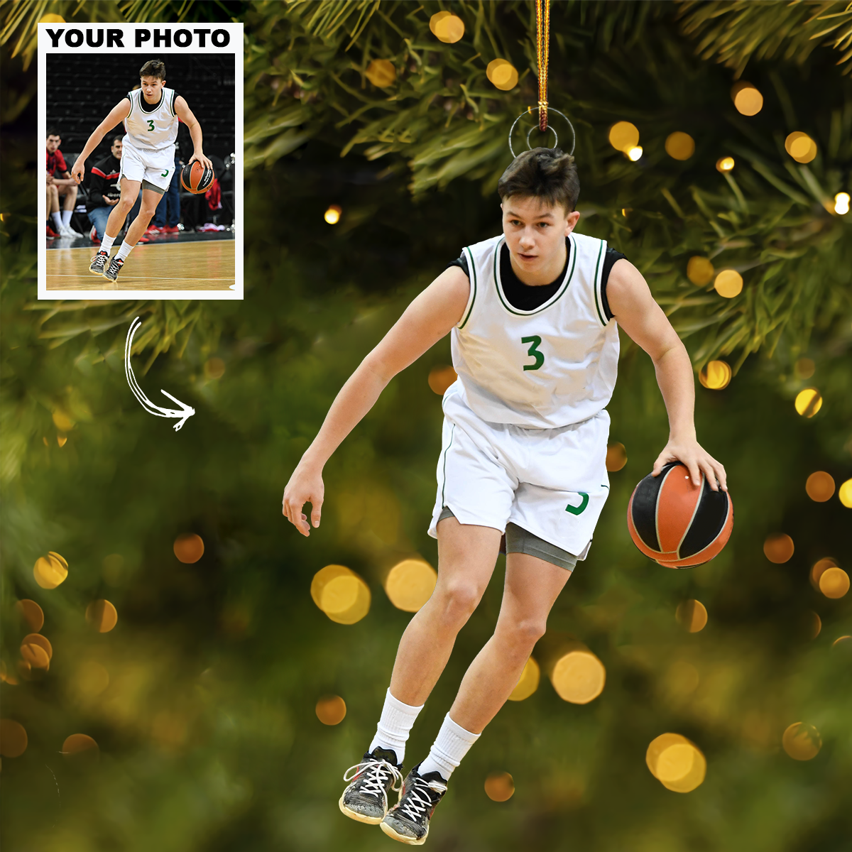 Basketball Ornament Personalized Custom Photo Mica Ornament Christmas Gift For Sports