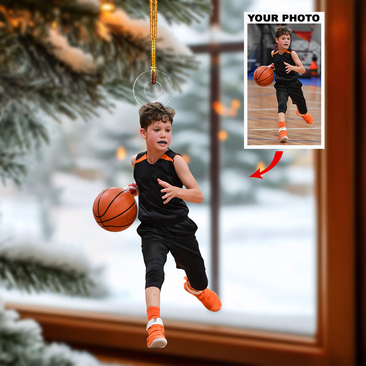 Basketball Ornament Personalized Photo Mica Ornament Christmas Gift For Sports Lovers