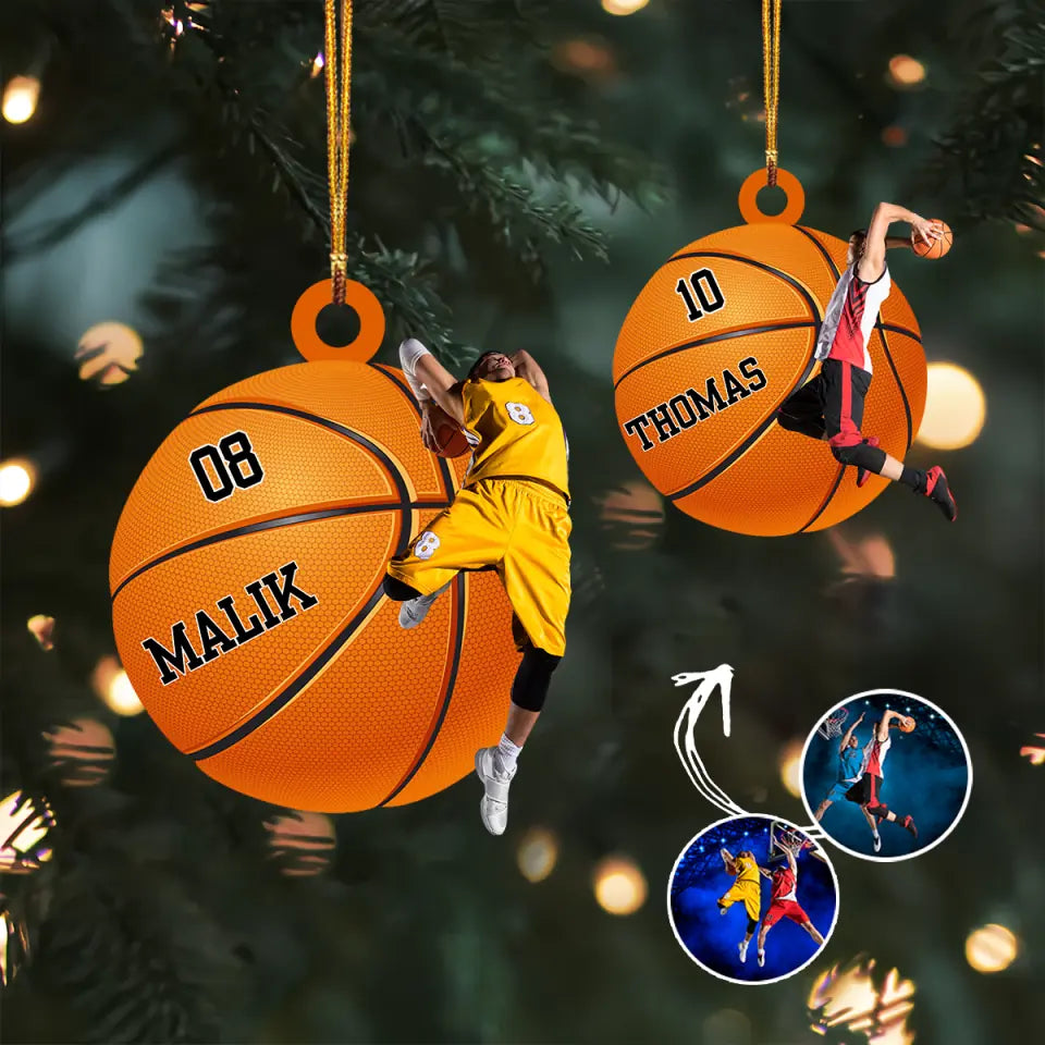 Basketball Players Personalized Custom Photo Mica Ornament Christmas Gift For Basketba