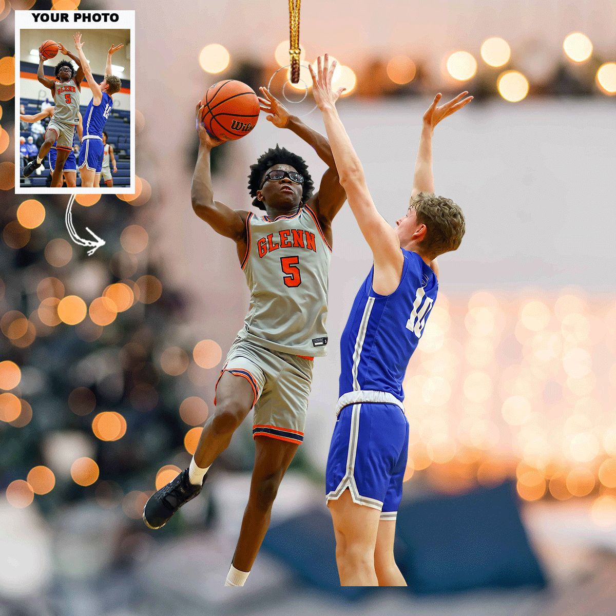 Basketball Showdown Personalized Photo Mica Ornament Gift For Basketball Lovers Family