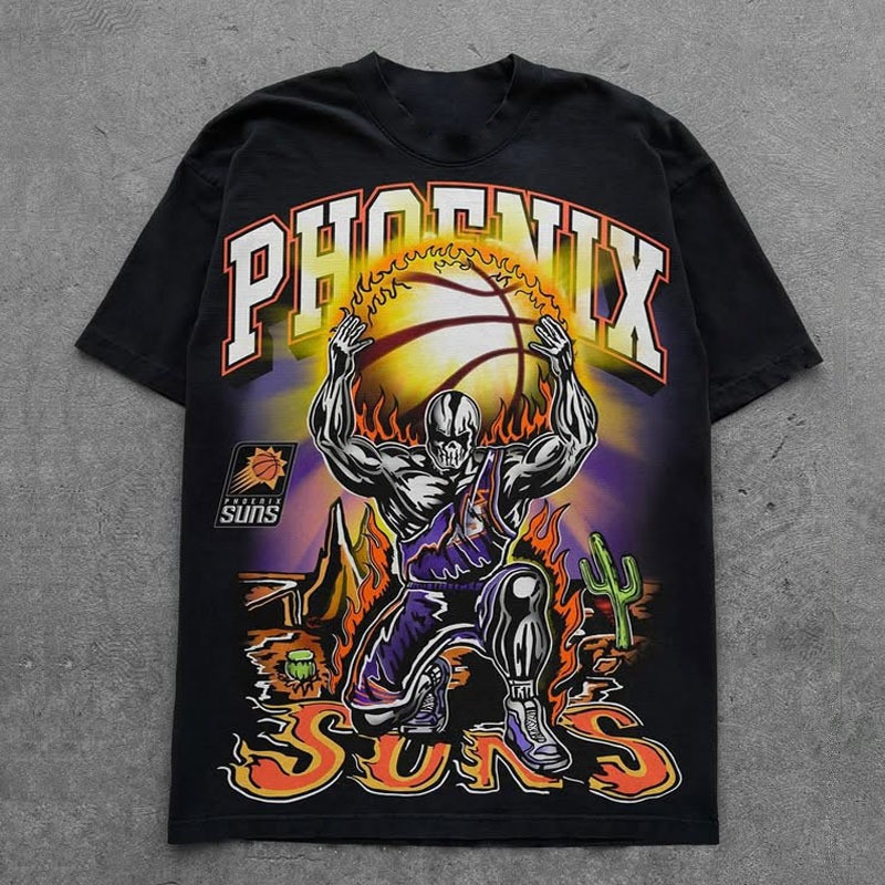Basketball Skull Flame Phoenix Suns T-Shirt Basketball Gift Ideas For Guys
