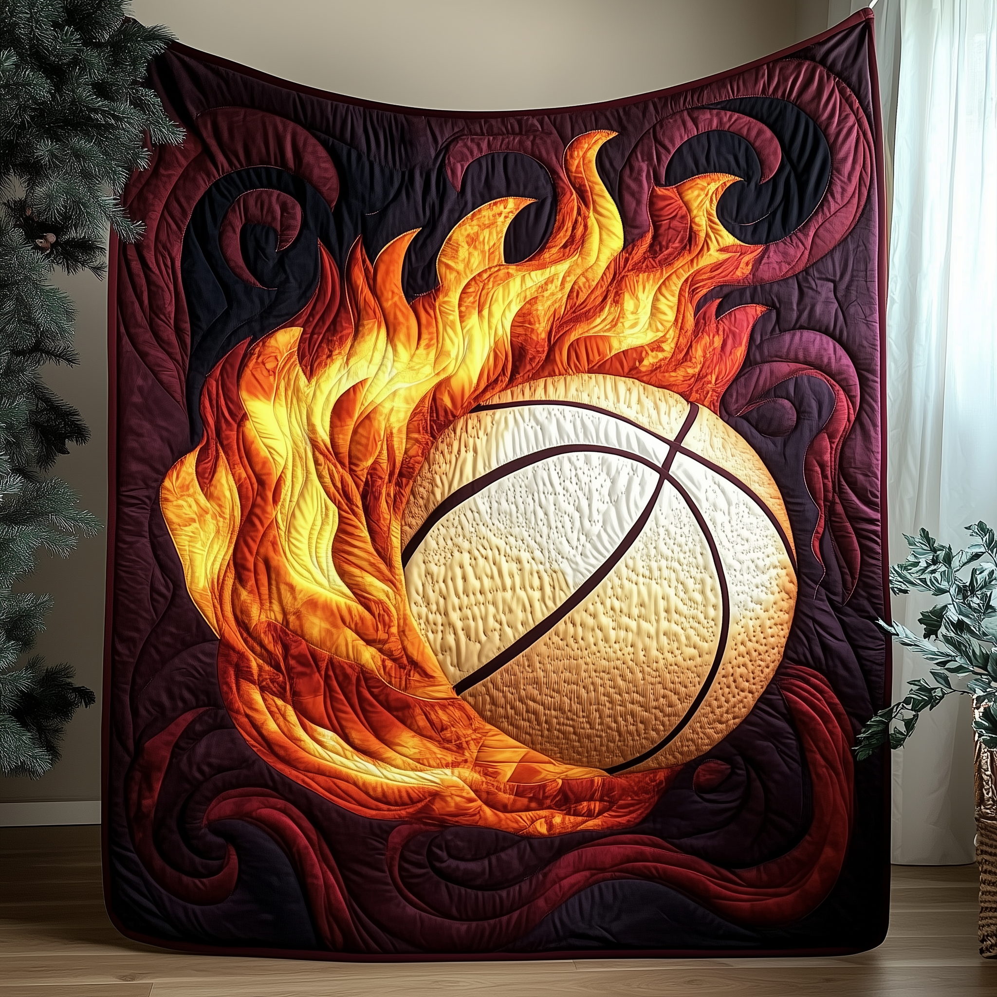 Basketball Sport Theme Team Quilted Blanket Team Fan Gift Gifts For Basketball Players