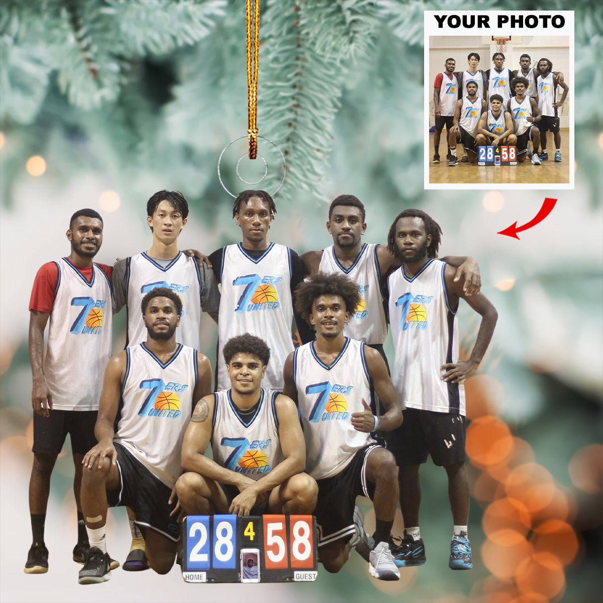 Basketball Team Personalized Photo Mica Ornament Gift For Basketball Lovers Family members
