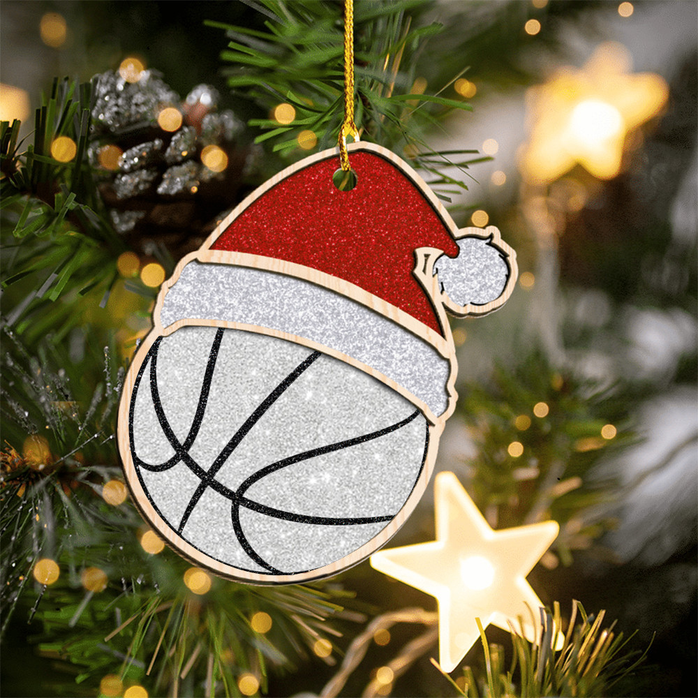 Basketball With Santa Hat Ornament 2024 Christmas Ornaments Sport Lovers Gifts