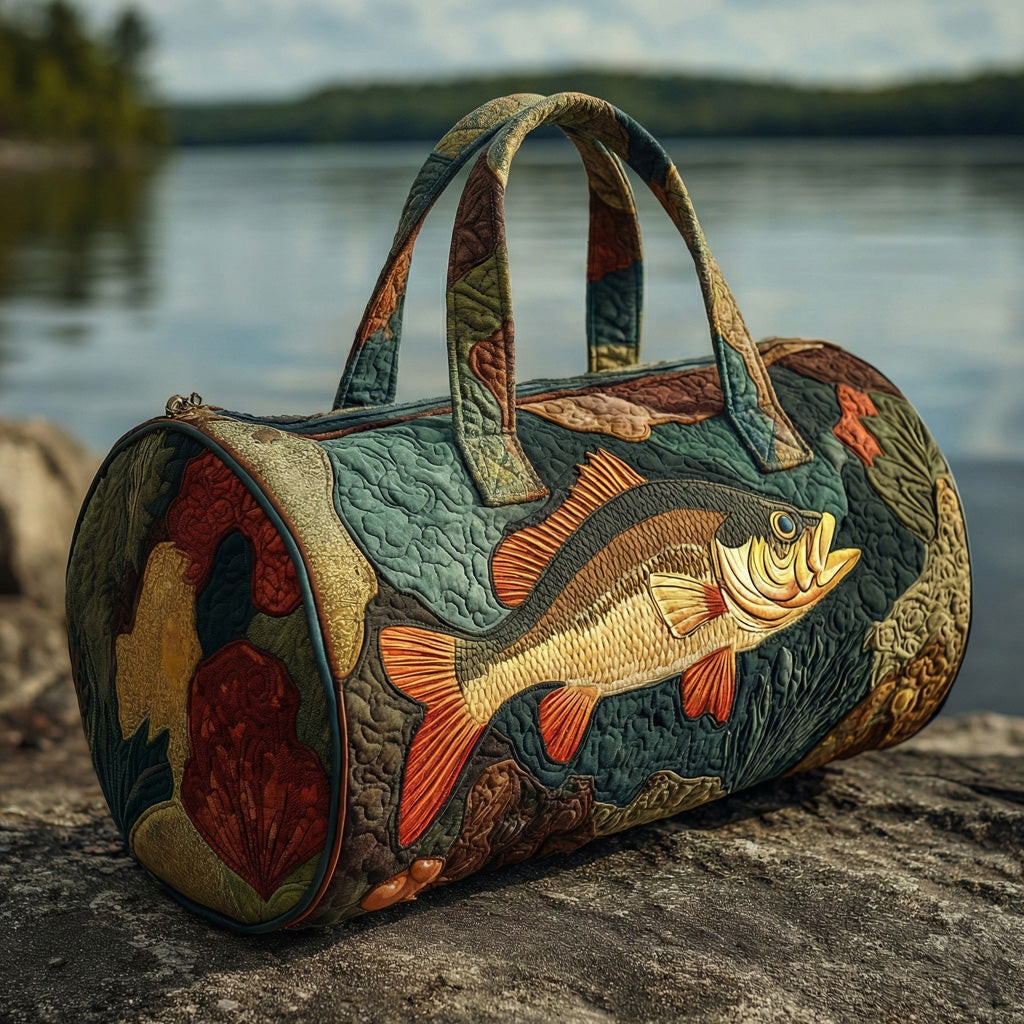 Bass Fishing Quilted Duffle Bag Outdoor Travel Gear Best Gift For Fishermen
