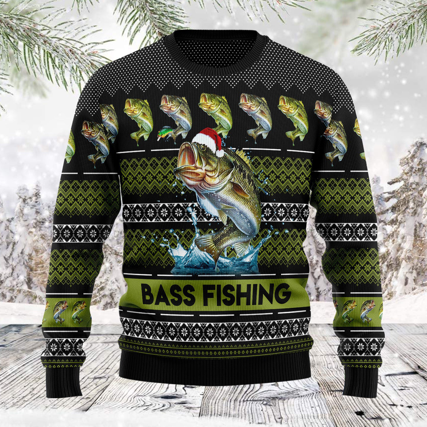 Bass Fishing Ugly Christmas Sweater Holiday Apparel Fisherman Christmas Gifts