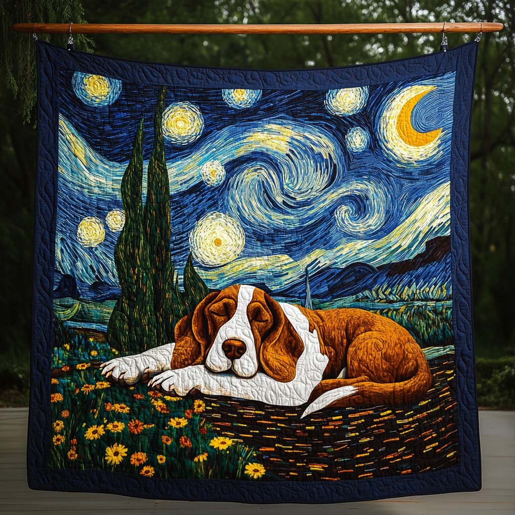 Basset Companion Quilted Blanket Basset Hound Blanket Gift For Dog Lovers