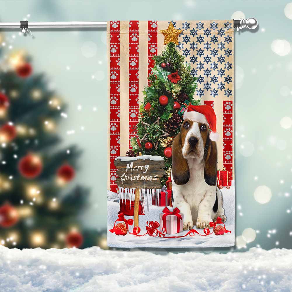 Basset Hound Christmas American Flag