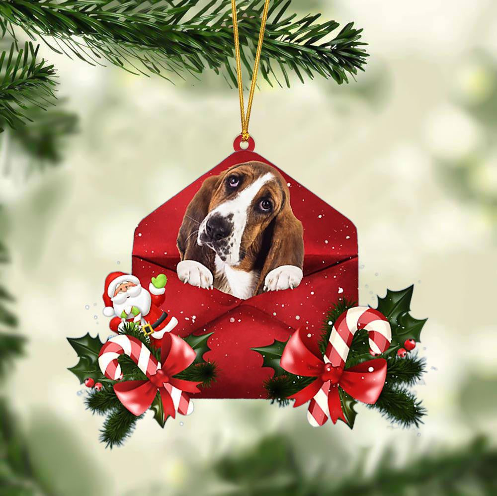 Basset Hound Christmas Letter Shaped Ornament  Acrylic Dog Christmas Ornament Xmas Dog Gifts