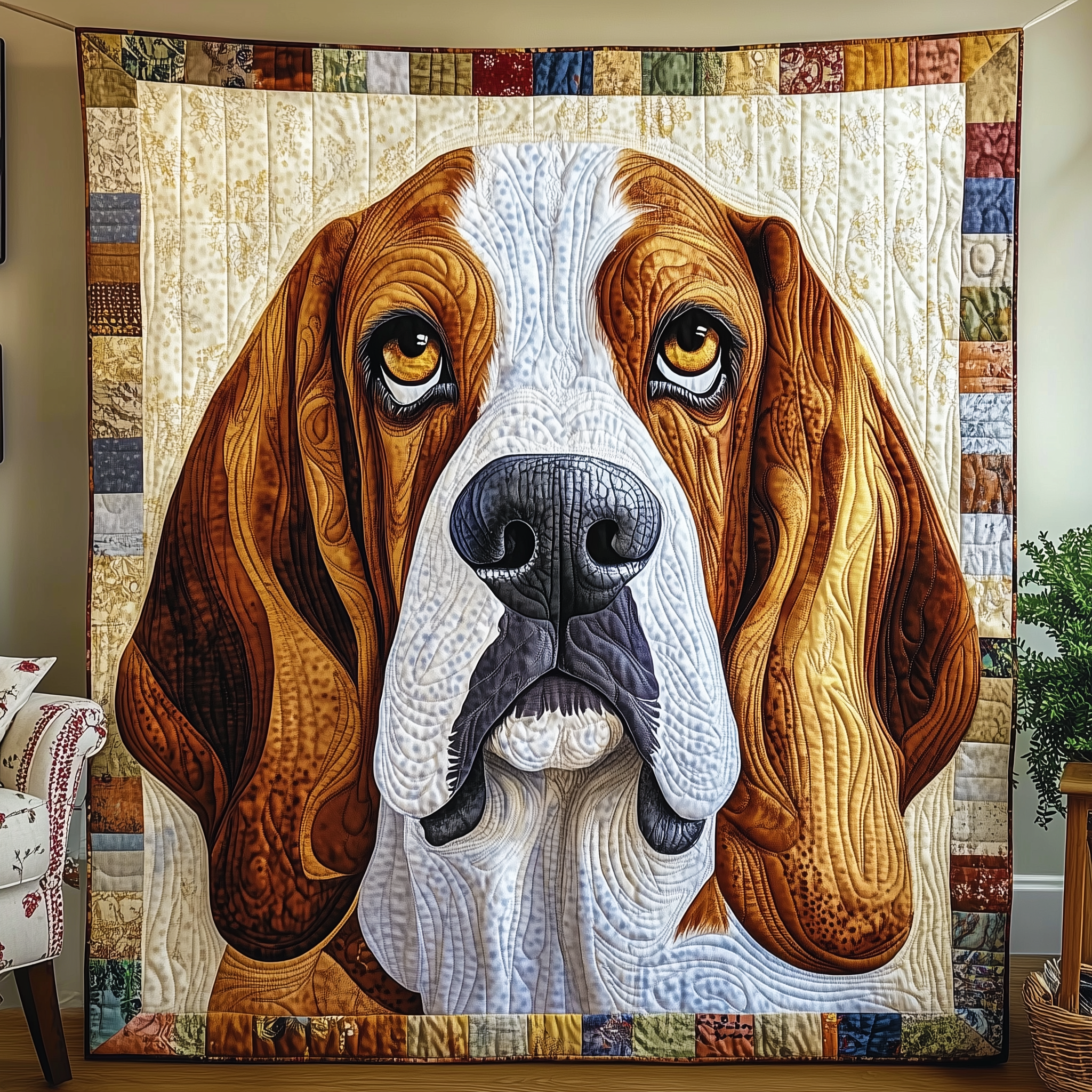 Basset Hound Dog Cute Puppy Quilted Blanket Gifts For Basset Hound Lovers