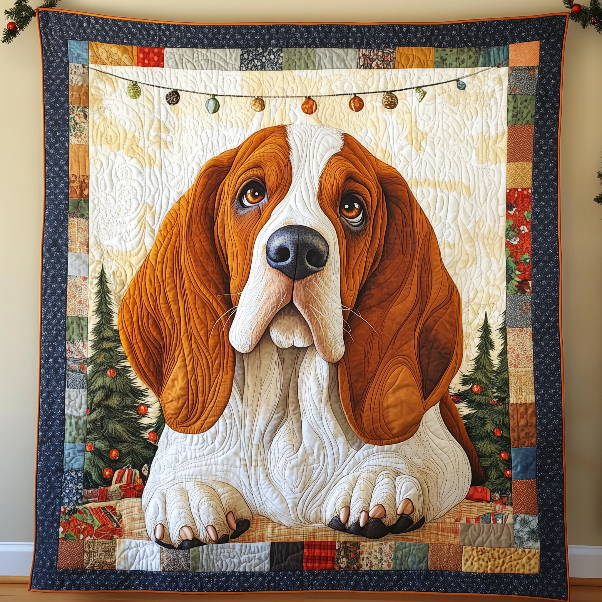 Basset Hound Dog Fluffy Quilted Blanket Sad Mom Dog Gifts For Basset Hound Lovers