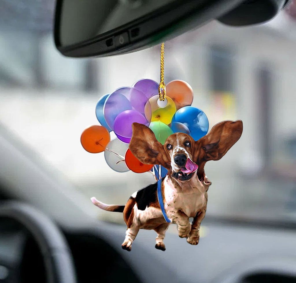 Basset Hound Dog Fly With Bubbles Car Hanging Ornament Dog Ornament Lasfour.