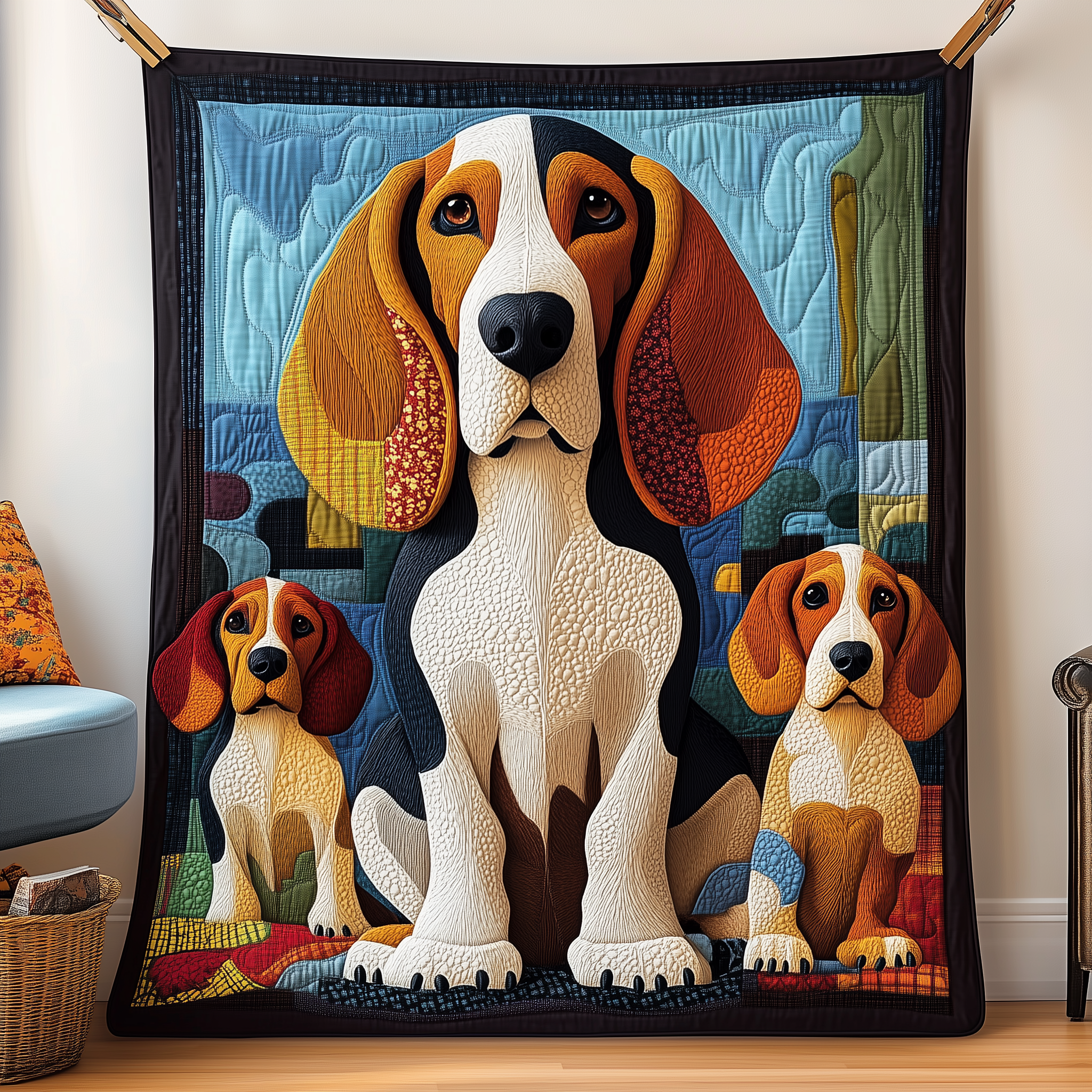 Basset Hound Dog Stylish Quilted Blanket Colorful Dog Gifts For Basset Hound Lovers