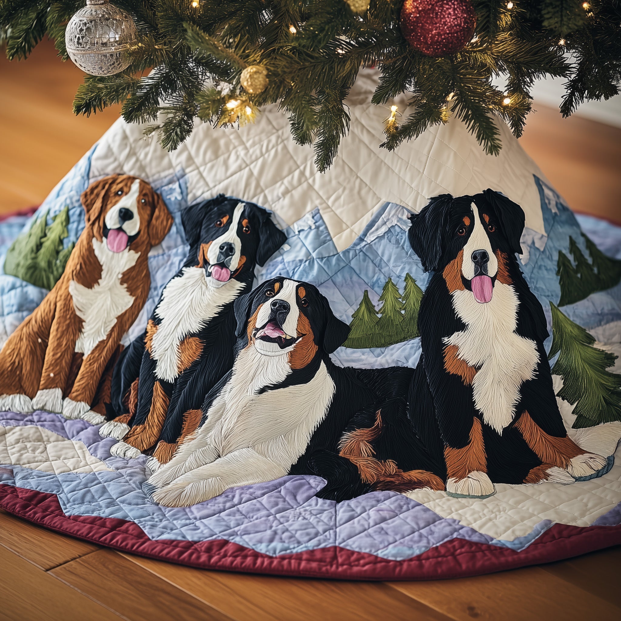 Basset Hound Lover Tree Skirt Quilted Holiday Decor Perfect Christmas Gift for Owners