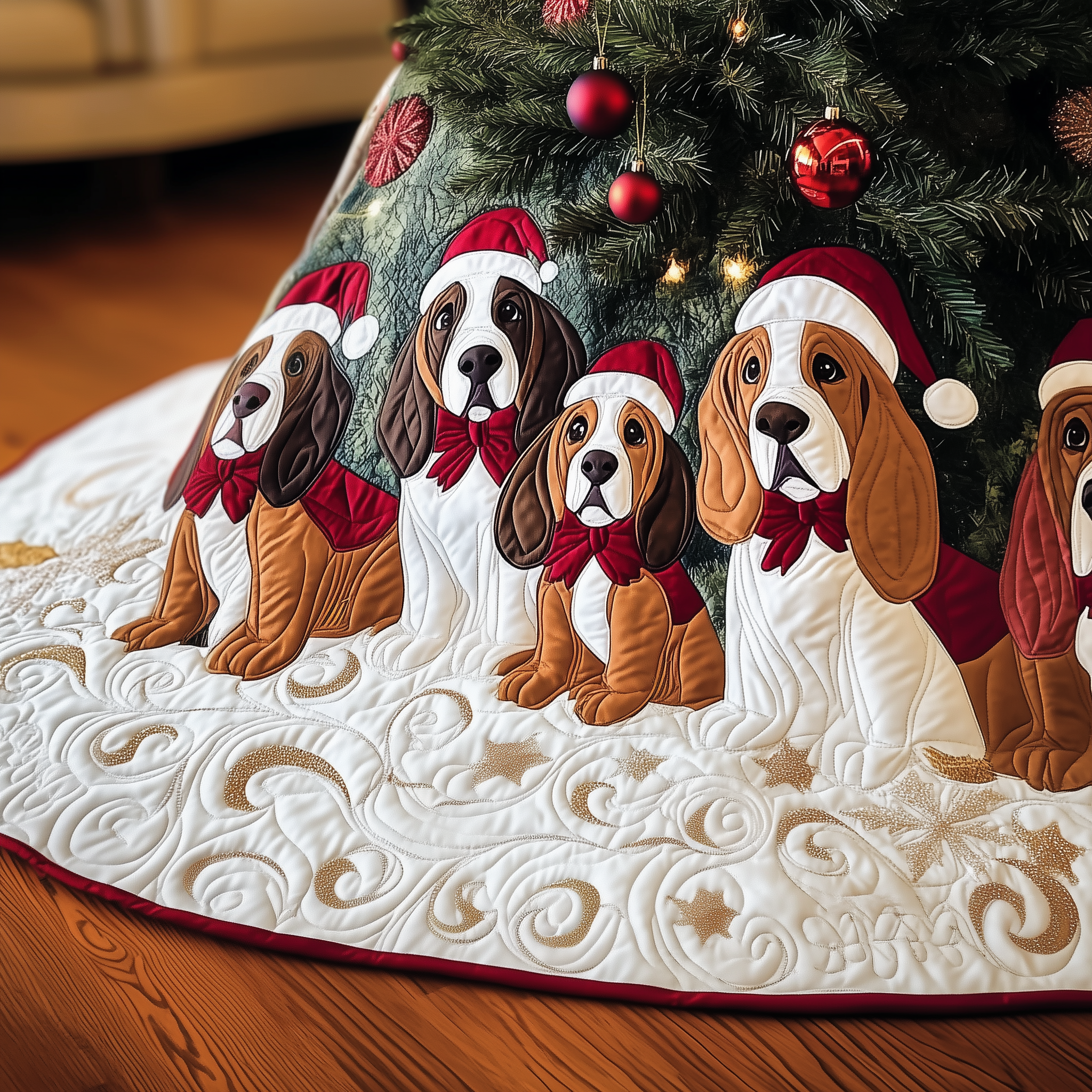 Basset Hound Quilted Tree Skirt Easter Merch Gift