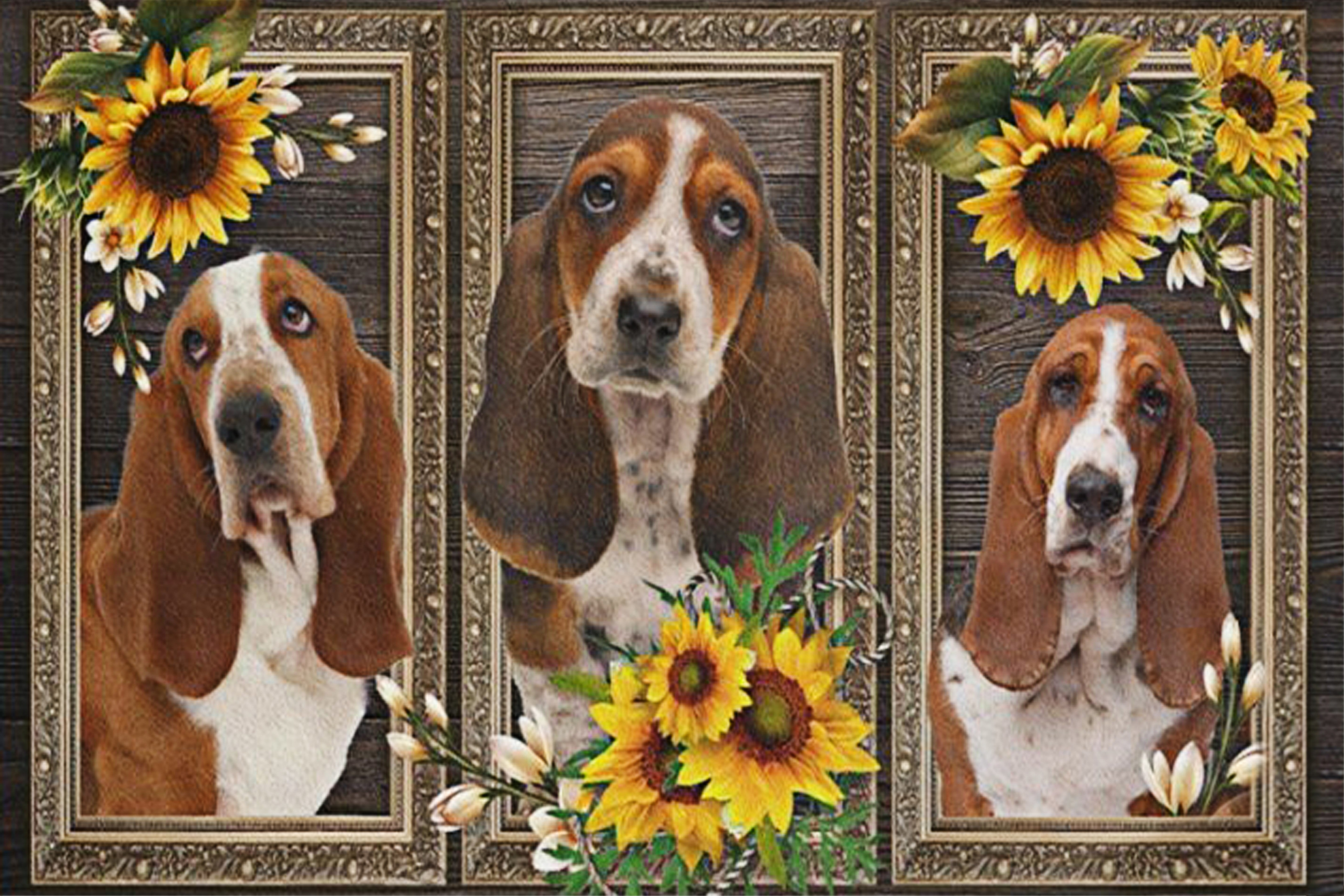 Basset Hound Sunflowers Doormat Dog Pet Lovers Basset Hound Merchandise Gifts Items