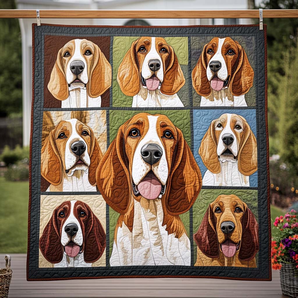Basset Love Quilted Blanket Basset Hound Blanket Gift For Dog Lovers