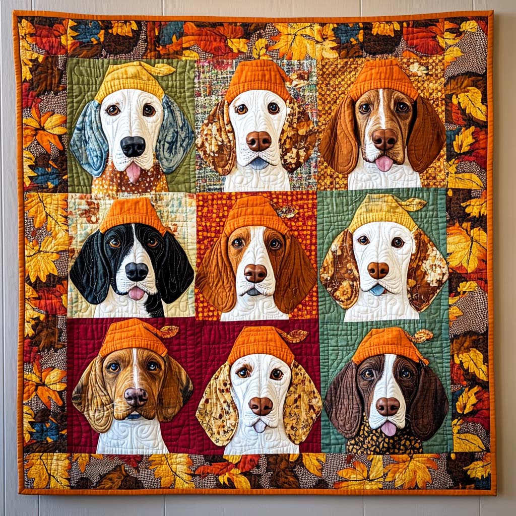 Basset Paws Quilted Blanket Basset Hound Blanket Gift For Dog Lovers