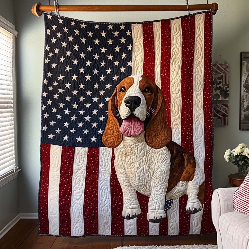 Basset Spirit Quilted Blanket Basset Hound Blanket Gift For Dog Lovers
