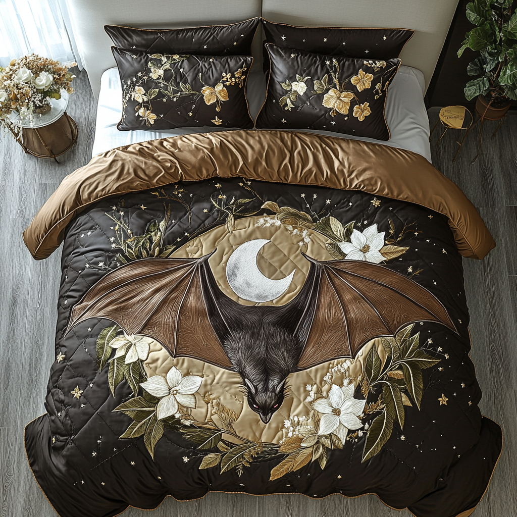 Bat Fantasy Quilted Bedding Set Best Comforter Sets Cute Goth Room Decor