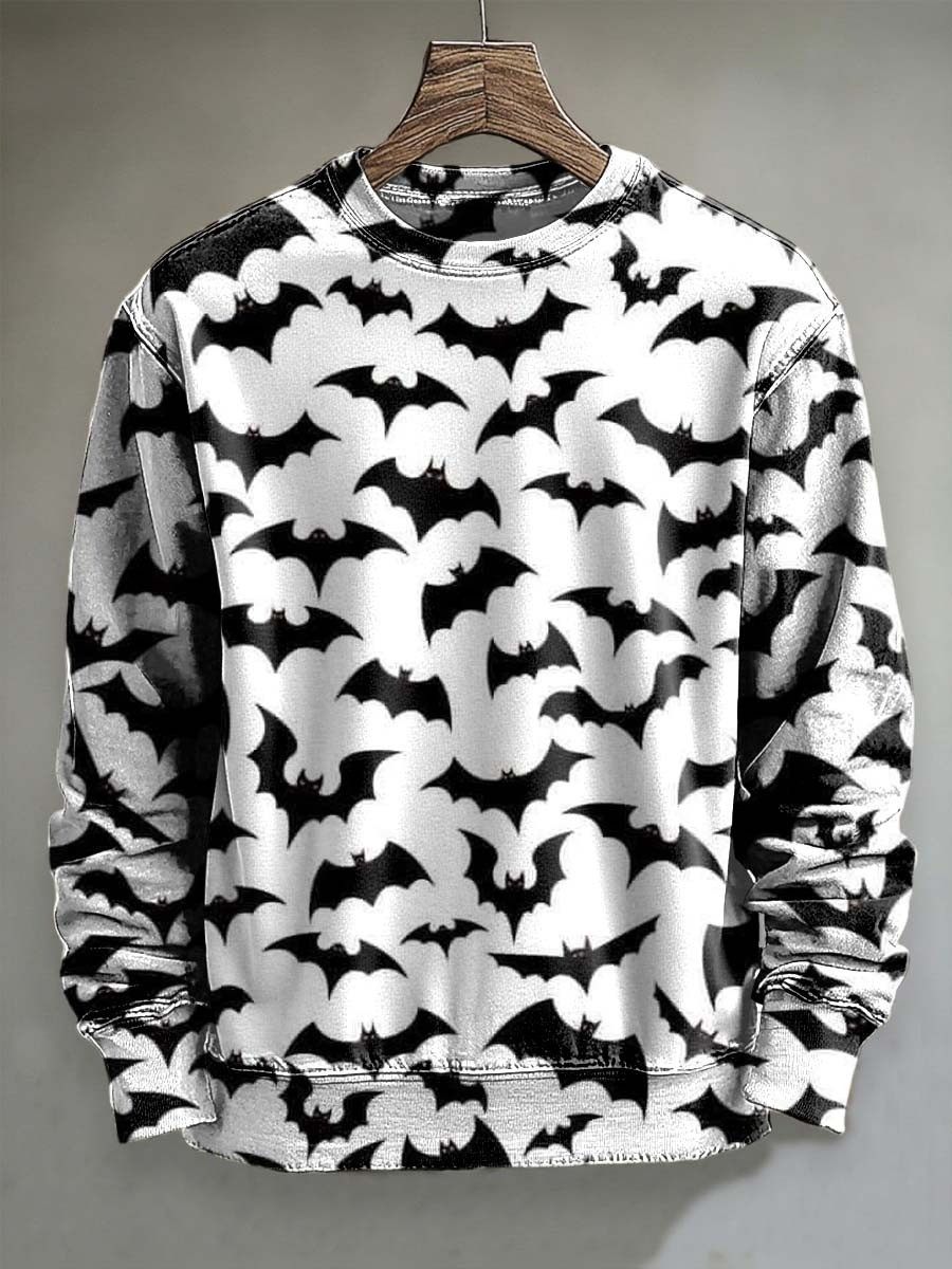 Bat Print Halloween Sweatshirt Gothic Apparel Best Xmas Presents For Bat Lovers