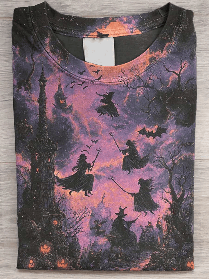 Bat Witch And Pumpkin T-Shirt Halloween Clothing Halloween Gifts For Girlfriend
