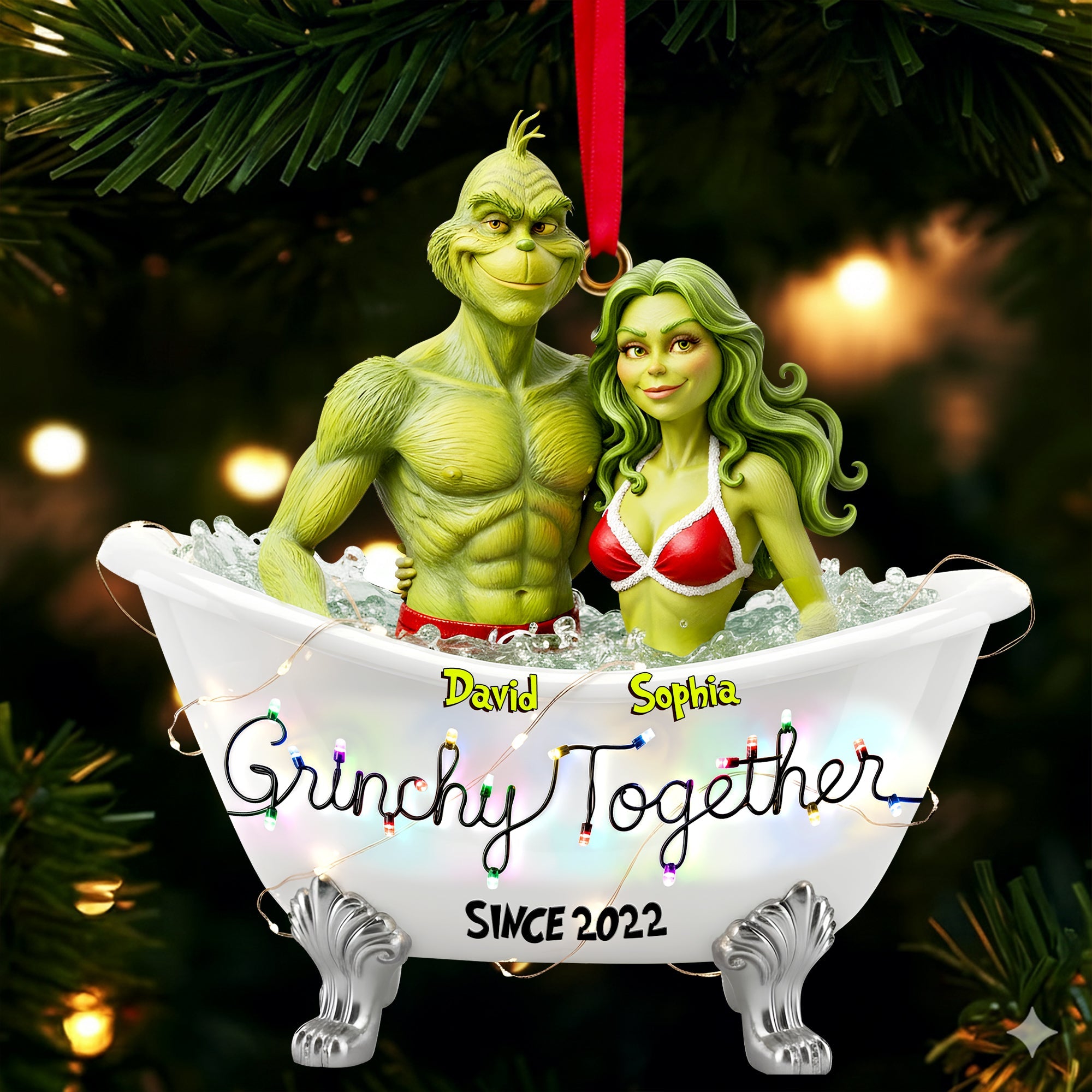 Bathtub Couple Together Ornament - Personalized Gift For Couples - Family Christmas Ornament Gift
