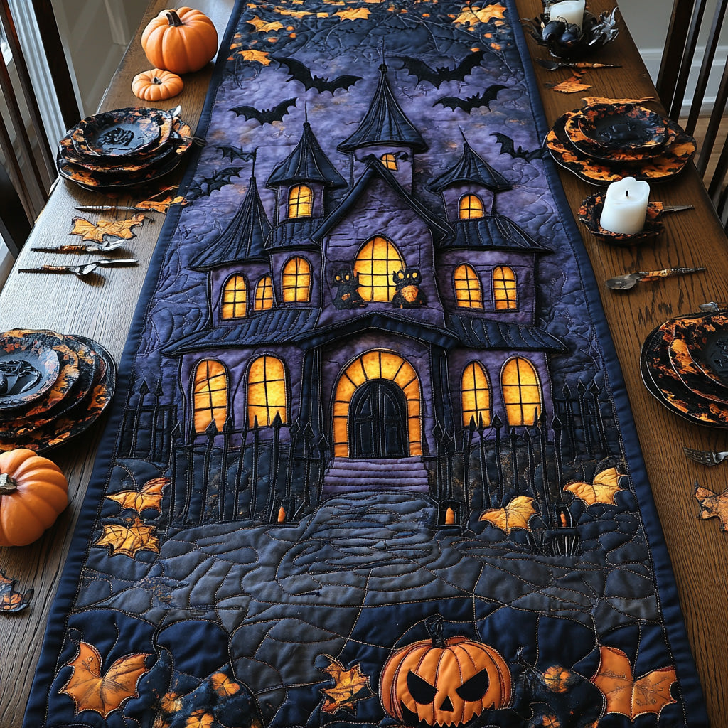Batlit Balcony Quilted Table Runner Halloween Dining Table Runner Dining Table Decorations