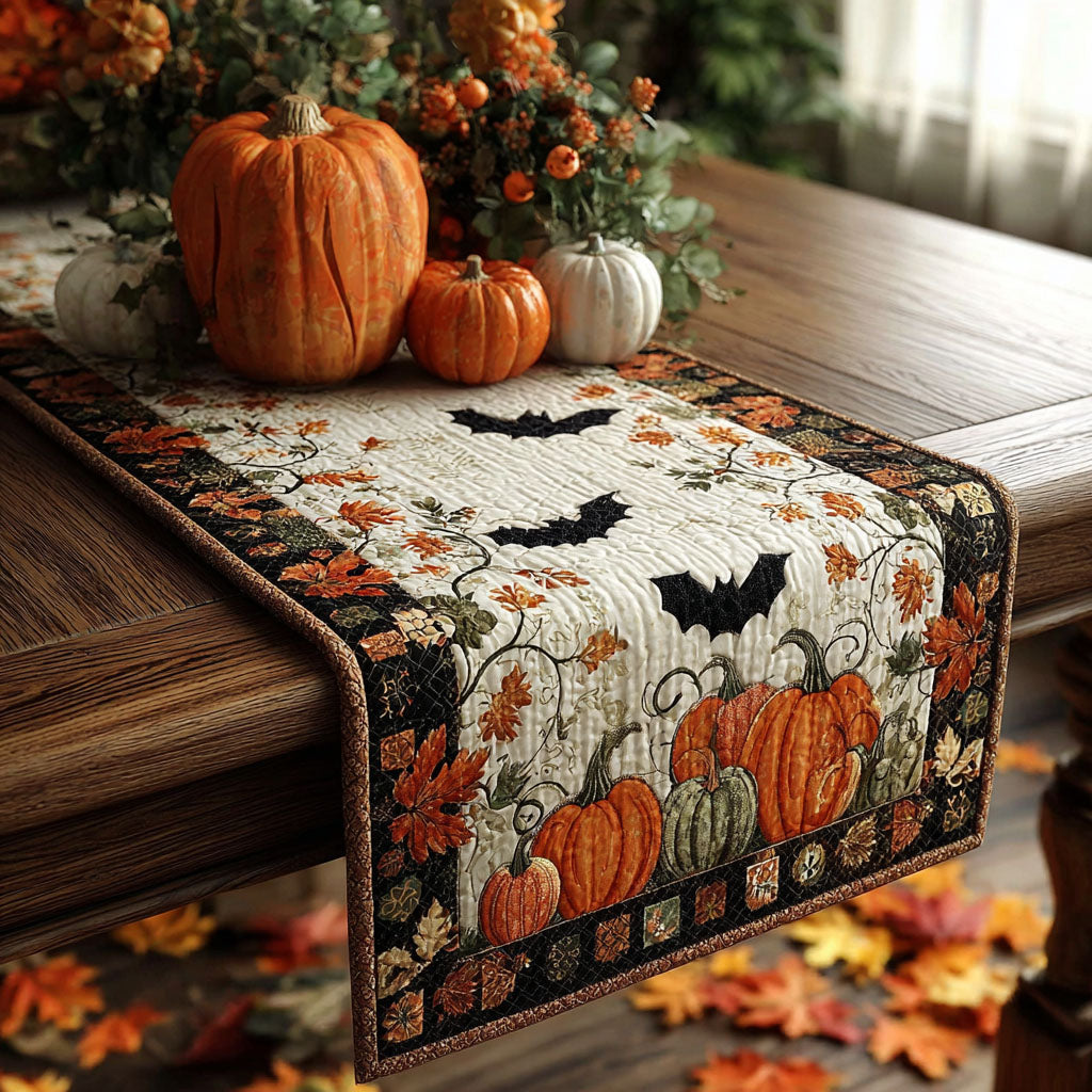 Bats in the Patch Quilted Table Runner Holiday Runners Dining Table Halloween Decor
