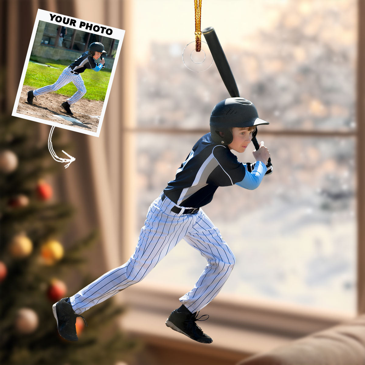 Batter Up Champions Personalized Photo Mica Ornament Christmas Gift For Baseball Playe