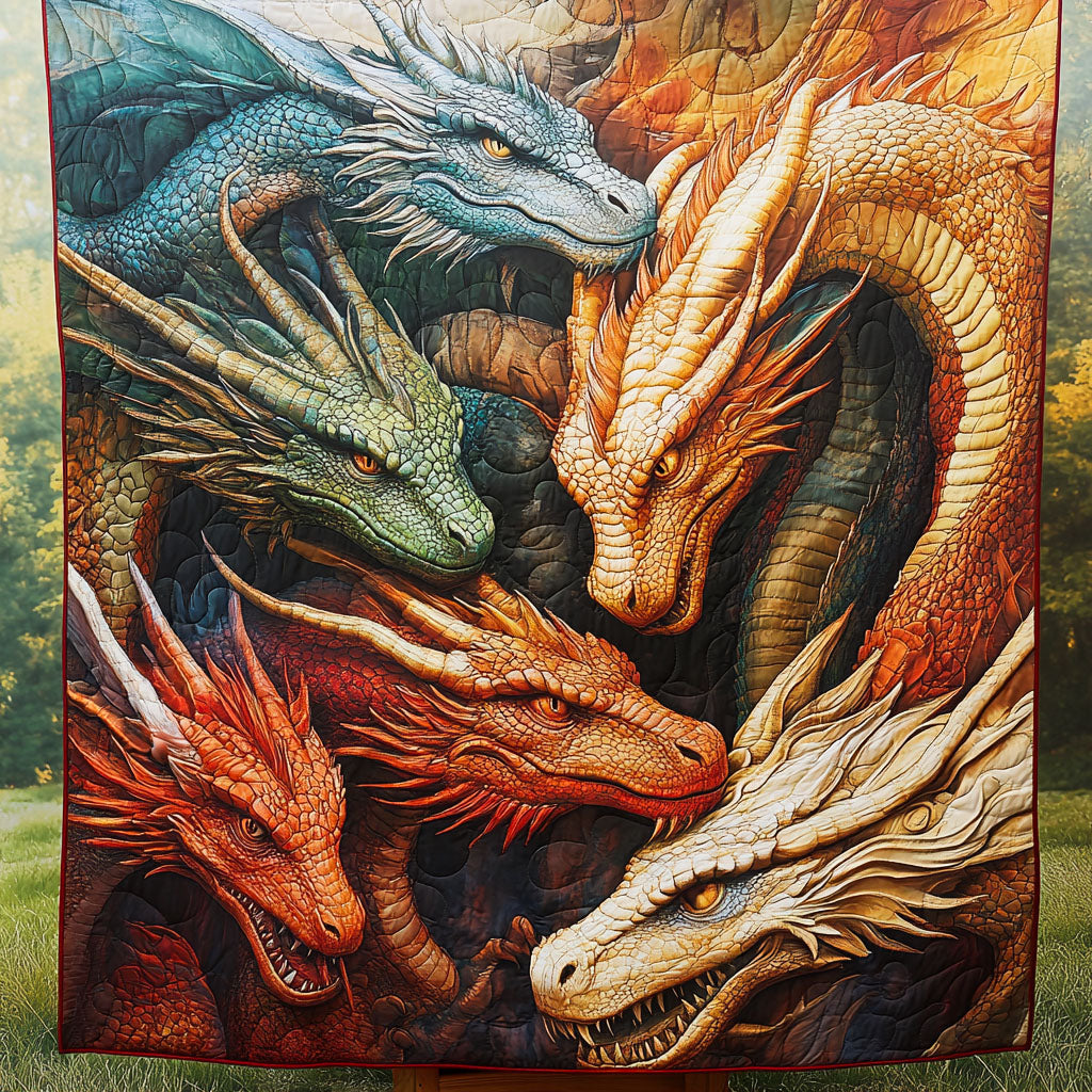 Battle of the Fates Quilted Blanket Christmas Holiday Dragon Themed Presents