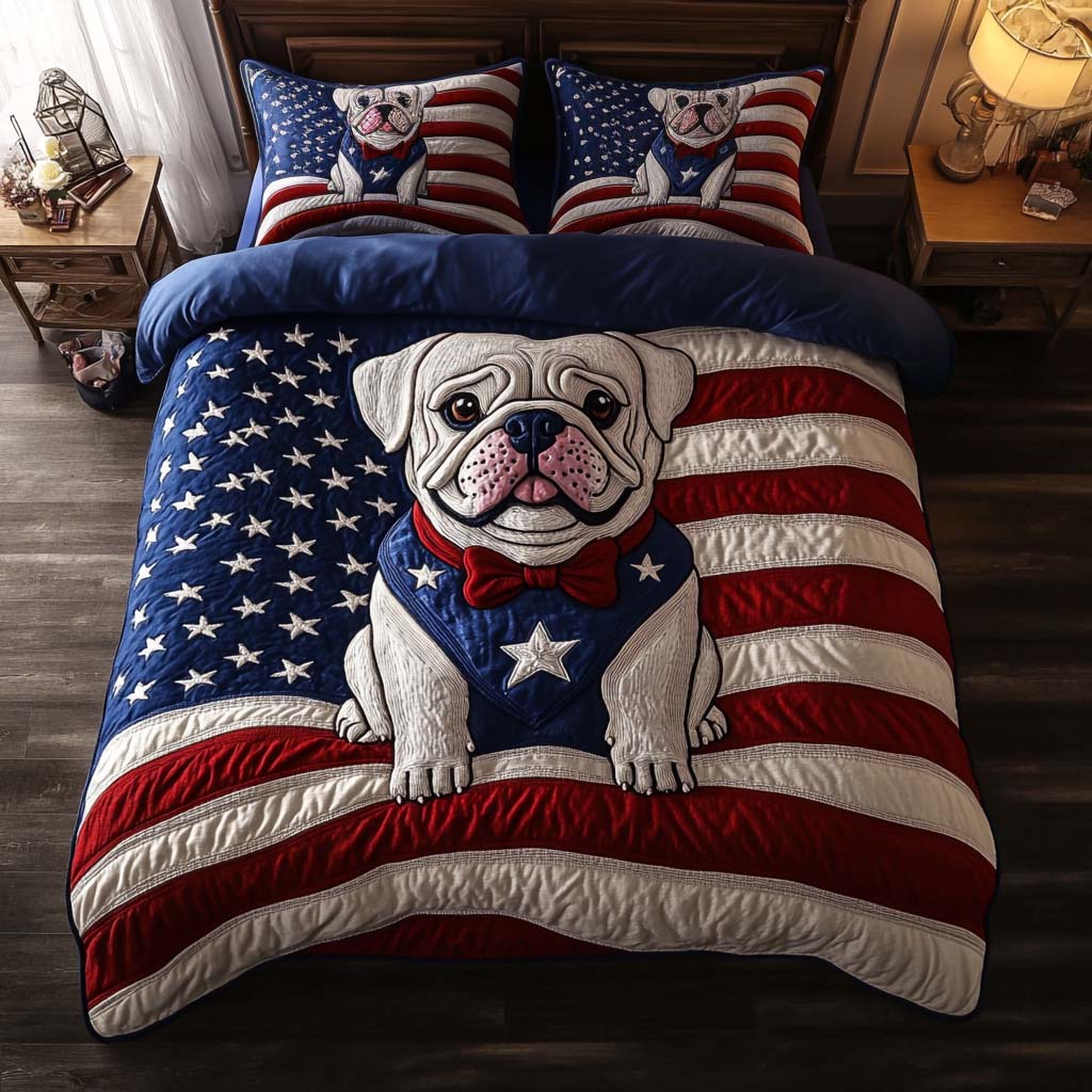 Battlefield Bulldog Quited Bedding Set Warm and Breathable Bedding Set for All Seasons