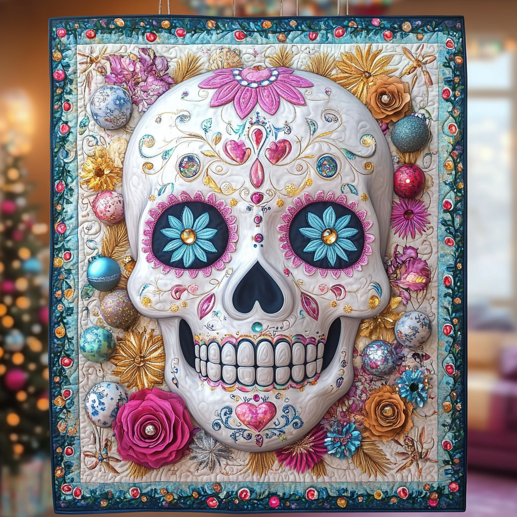 Bauble Skull Quilt Blanket Couch Blanket Awesome Mother's Day Gifts For Mom
