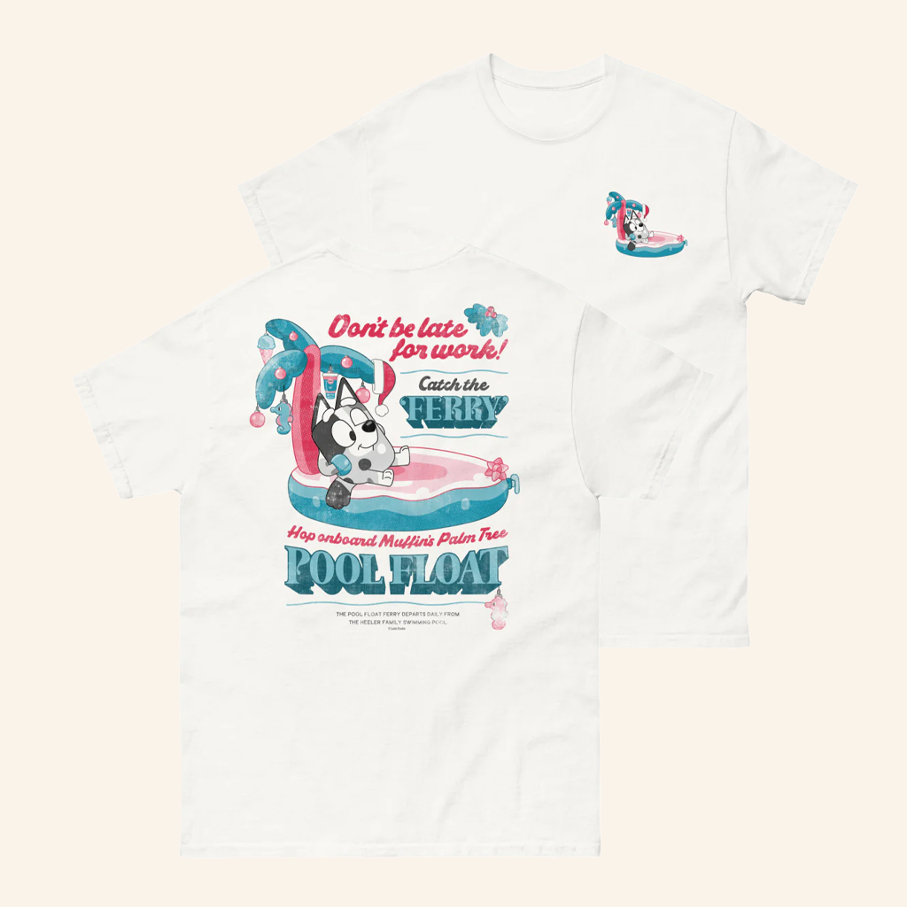 BBC Merch Bluey Adults Festive Ferry T-Shirt Birthday Present For Friends