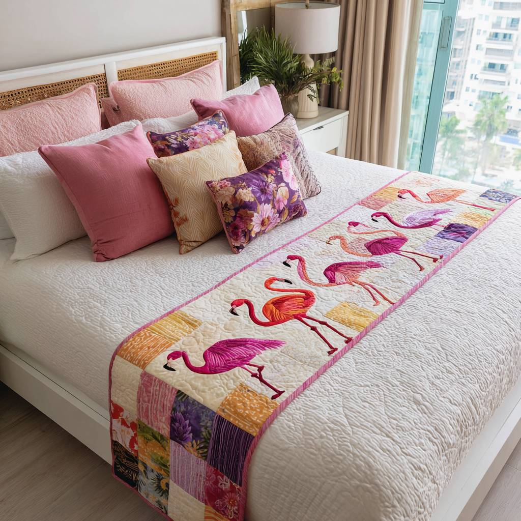 Be Flamazing Quilted Bed Runner Bedroom Decorations Flamingo Gifts For Her