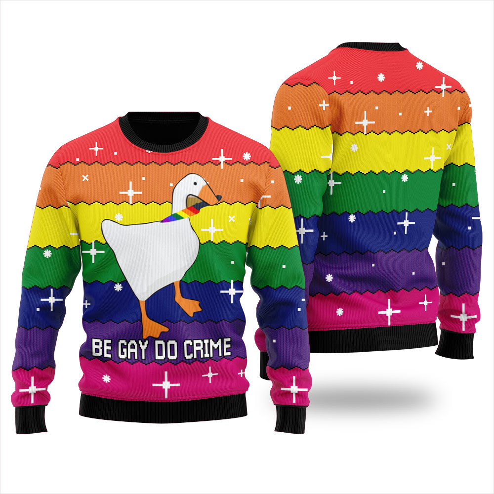 Be Gay Do Crime Lgbt Mens Ugly Sweater Exclusive Holiday Sweater Merch for Gift Giving