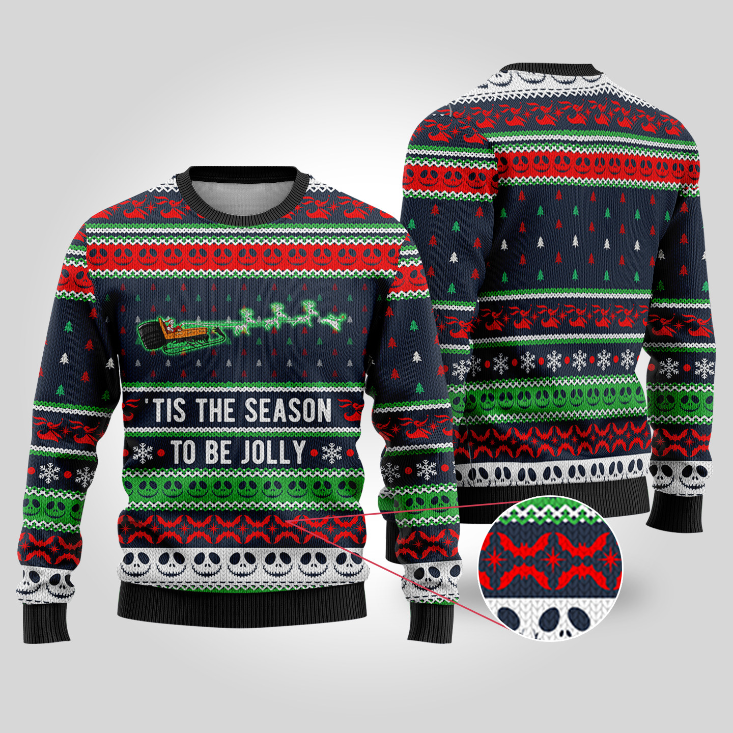 Be Jolly The Nightmare Before Christmas Sweater Navy Soft Cotton Sweatshirt for Winter Comfort