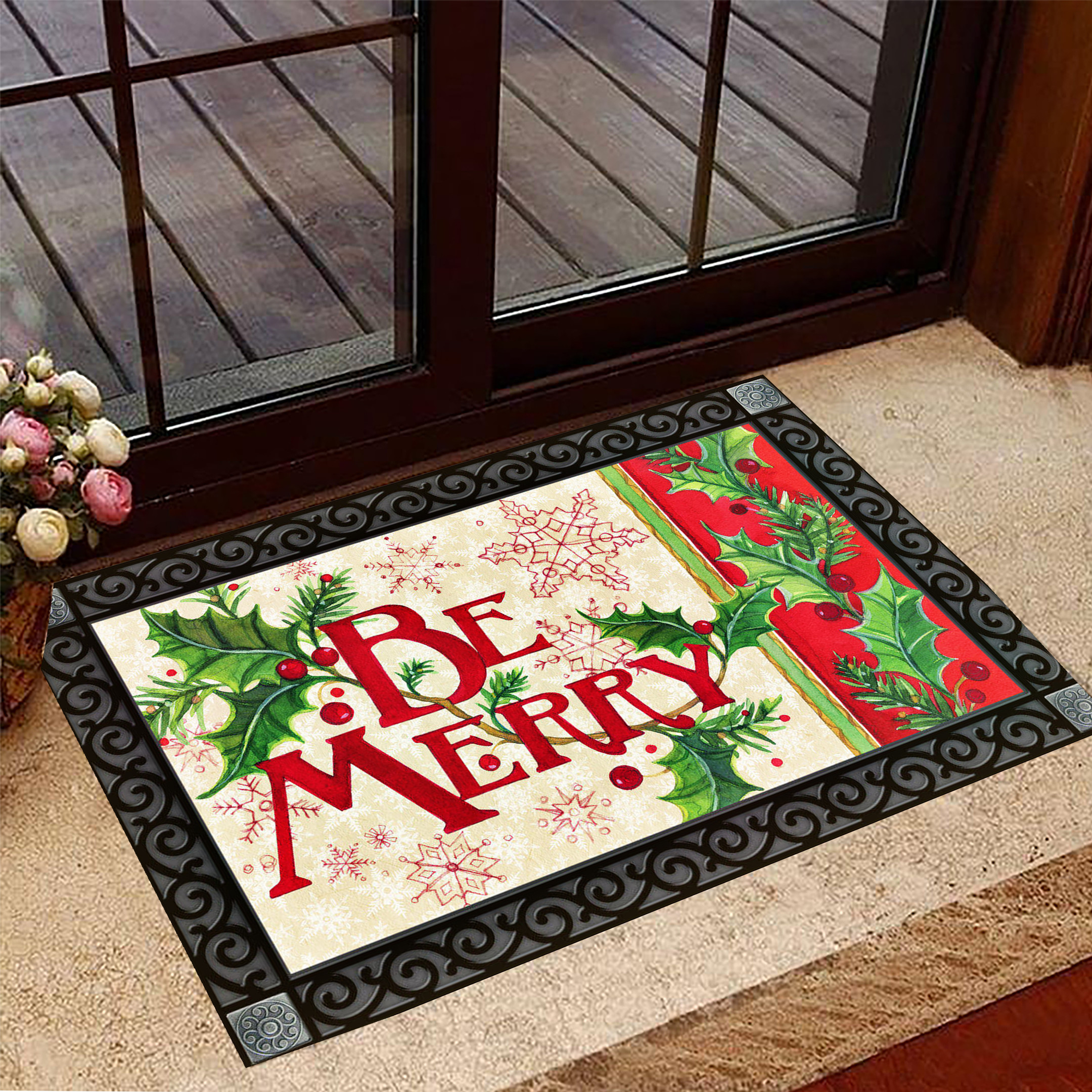 Be Merry Doormat Christmas Welcome Mat Holiday Door Mat House Decorations
