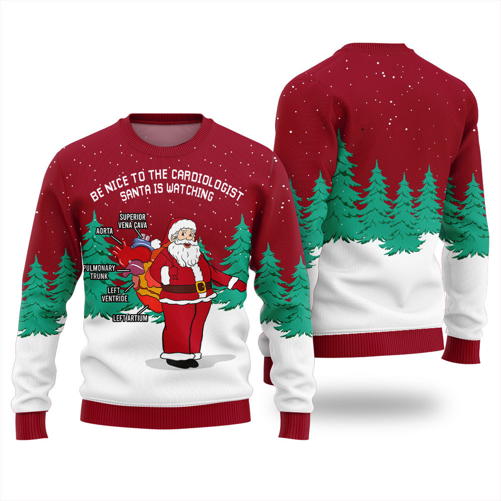 Be Nice To Cardiologist Ugly Christmas Sweater Custom Christmas Sweatshirt for Family Matching