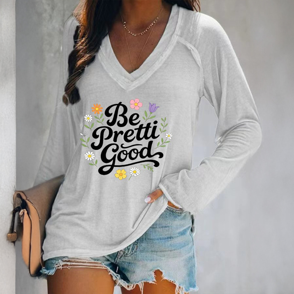 Be Pretti Good Alex Pretti V-Neck Long Sleeve Shirt Alex Pretti Abolish ICE Merch Gift For Her