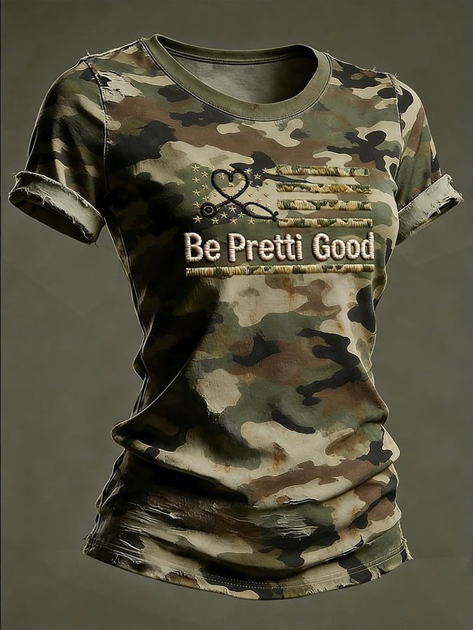 Be Pretti Good Camo V-Neck T-Shirt Minnesota Rebel Alliance Shirt Anti MAGA Apparel Women's