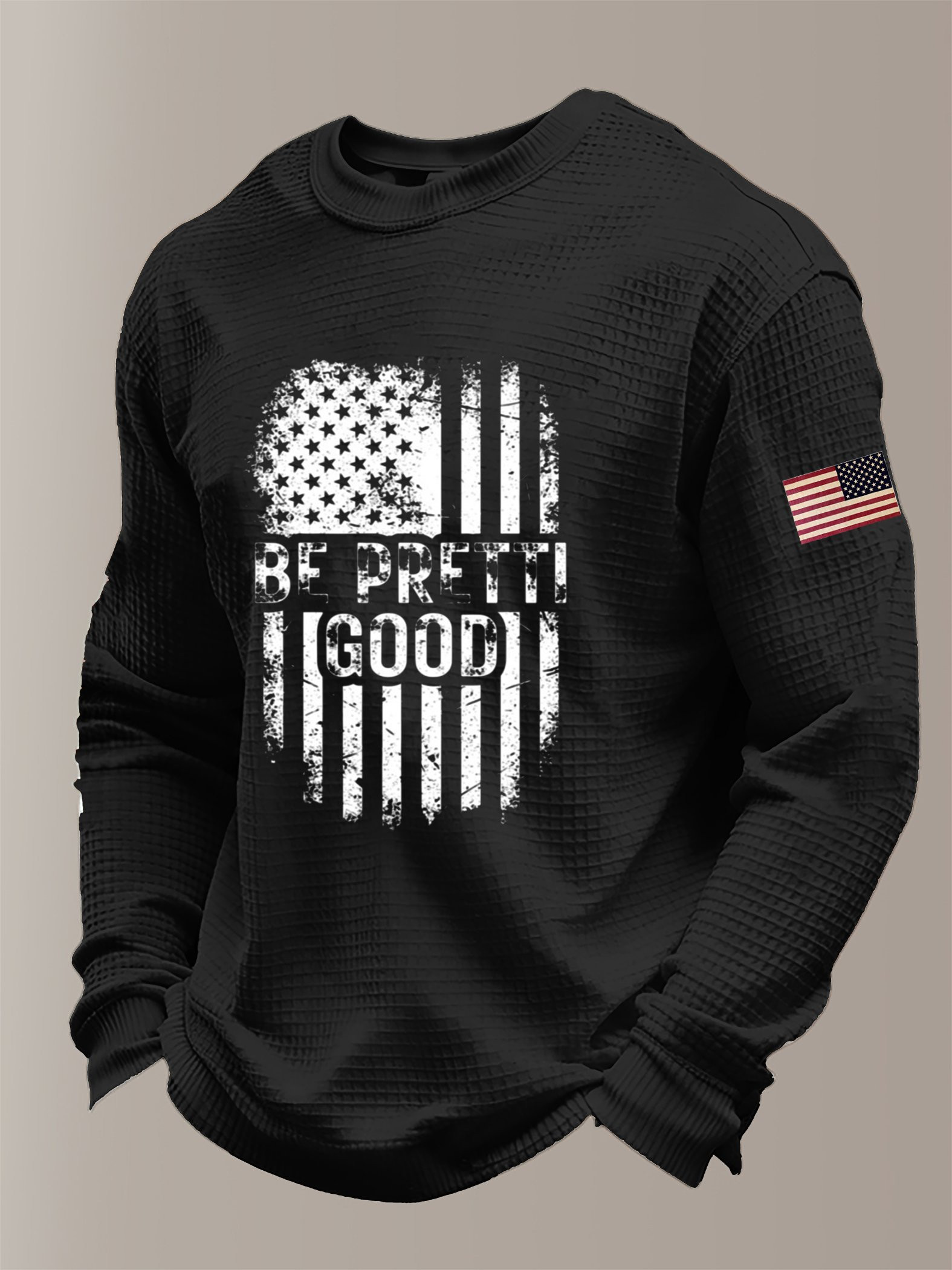 Be Pretti Good Vintage USA Flag Waffle Long Sleeve T-Shirt Men's Minnesota Rebel Alliance Shirt
