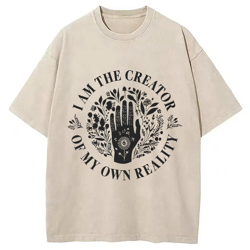 Be The Creator Of Your Own Life Washed T-Shirt Retro Streetwear Graphic Top Gifts For BFF Be The Creator Of Your Own Life Washed T-Shirt Retro Streetwear Graphic Top Gifts For BFF