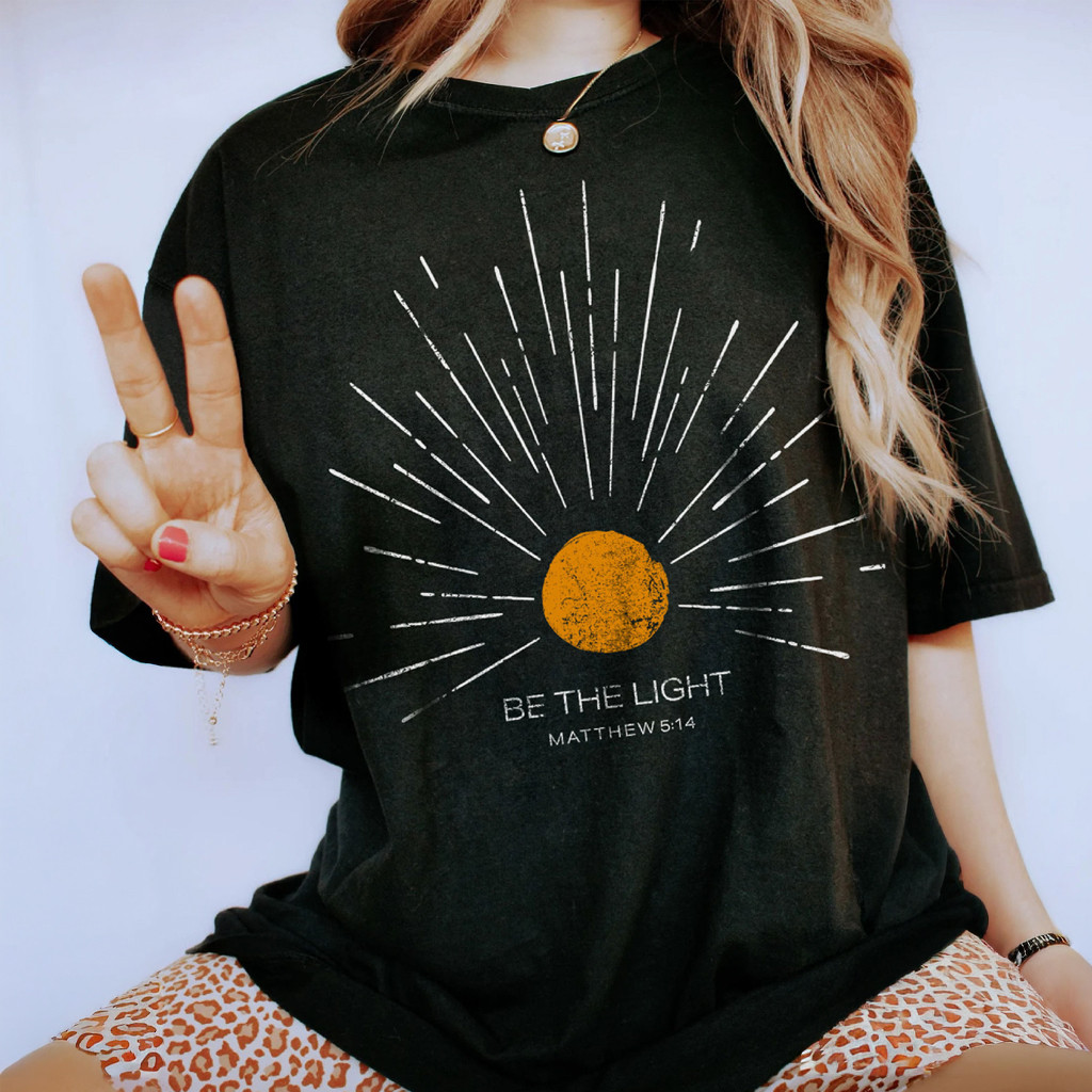 Be The Light T-Shirt Matthew 5 14 Bible Verse Shirt Christian Gifts For Women