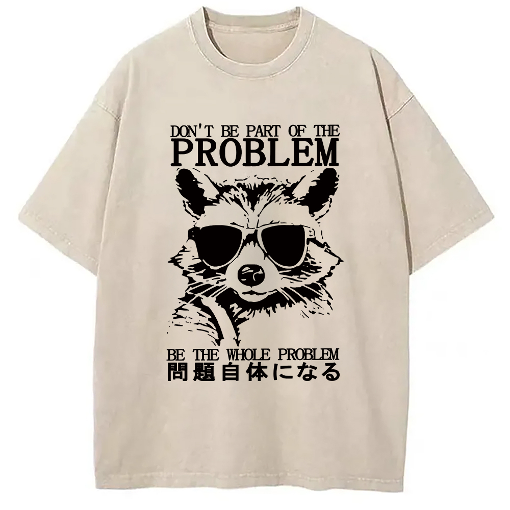 Be The Whole Problem Raccoon Washed T-Shirt Unique Aesthetic Fashion Tee Gifts For Friends